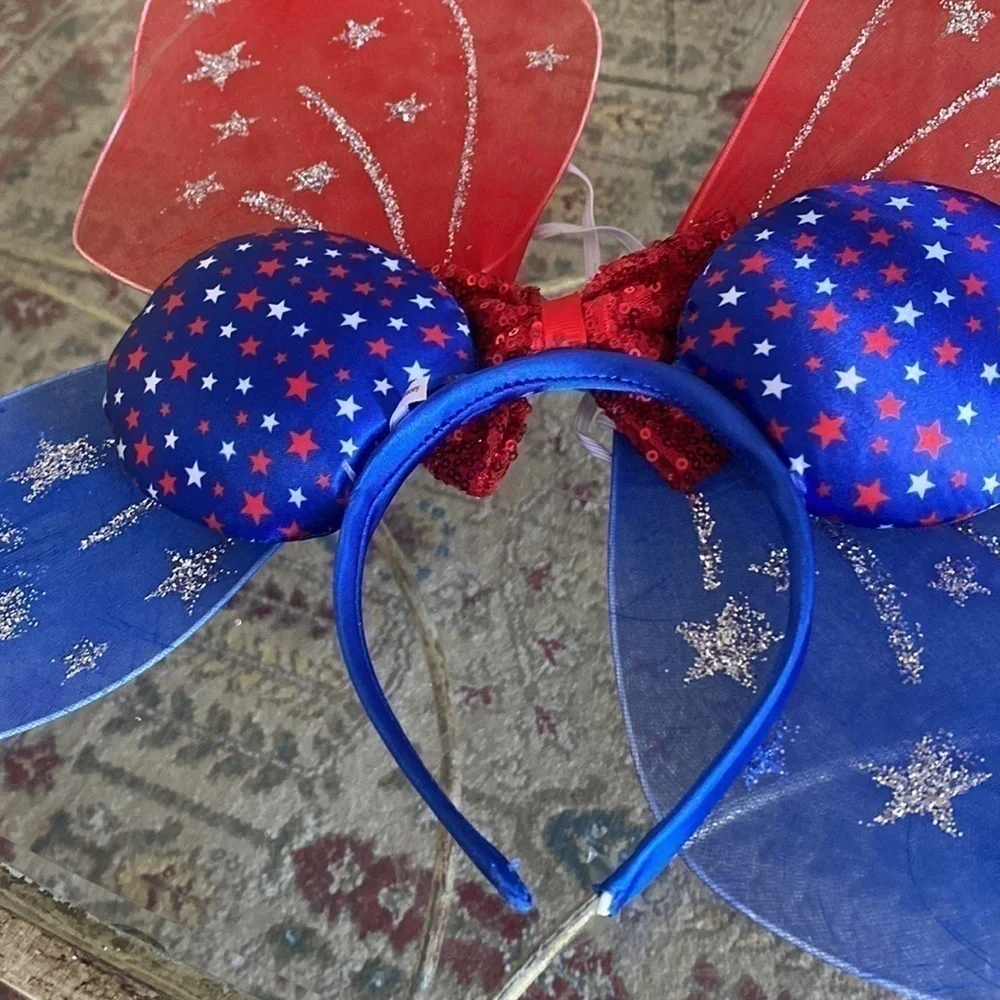 Disney Sequin USA AMERICA Stars & Stripes Ears & Patriotic Wings